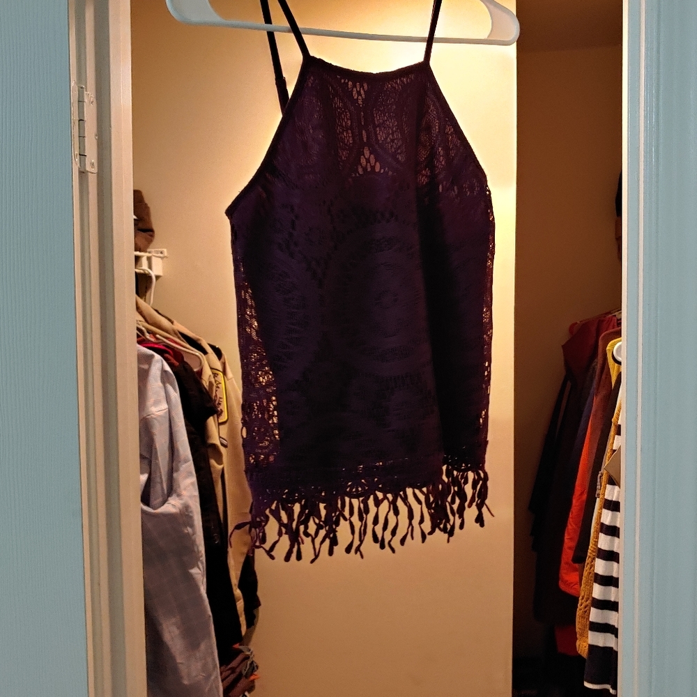 Exhilaration XS purple lace shirt